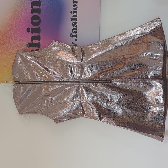 Gun Metal A-Line Sleeveless Faux Leather Mini Dress- LAST ONE! Size L - Picture 7 of 7